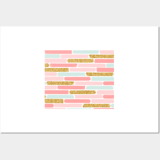 Golden pastel subway stripes II Posters and Art